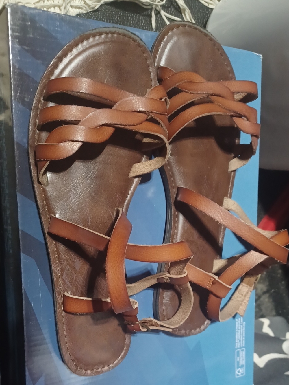 Time and Tru Tan Brown Strappy Sandals